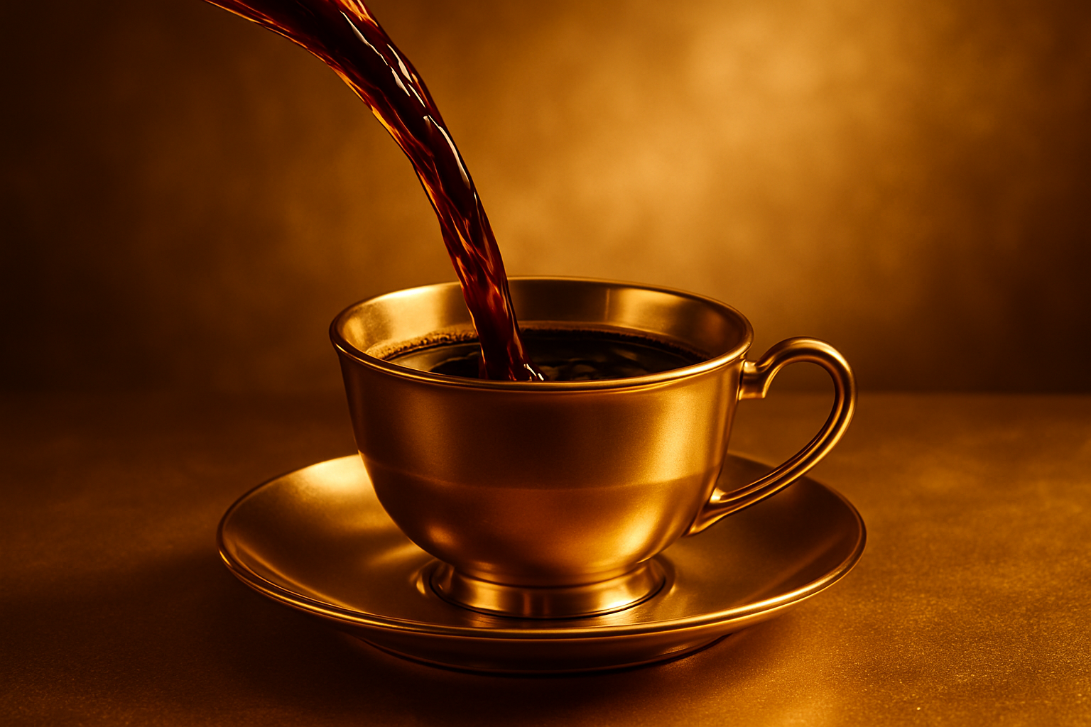 gold colored theme with coffee being poured